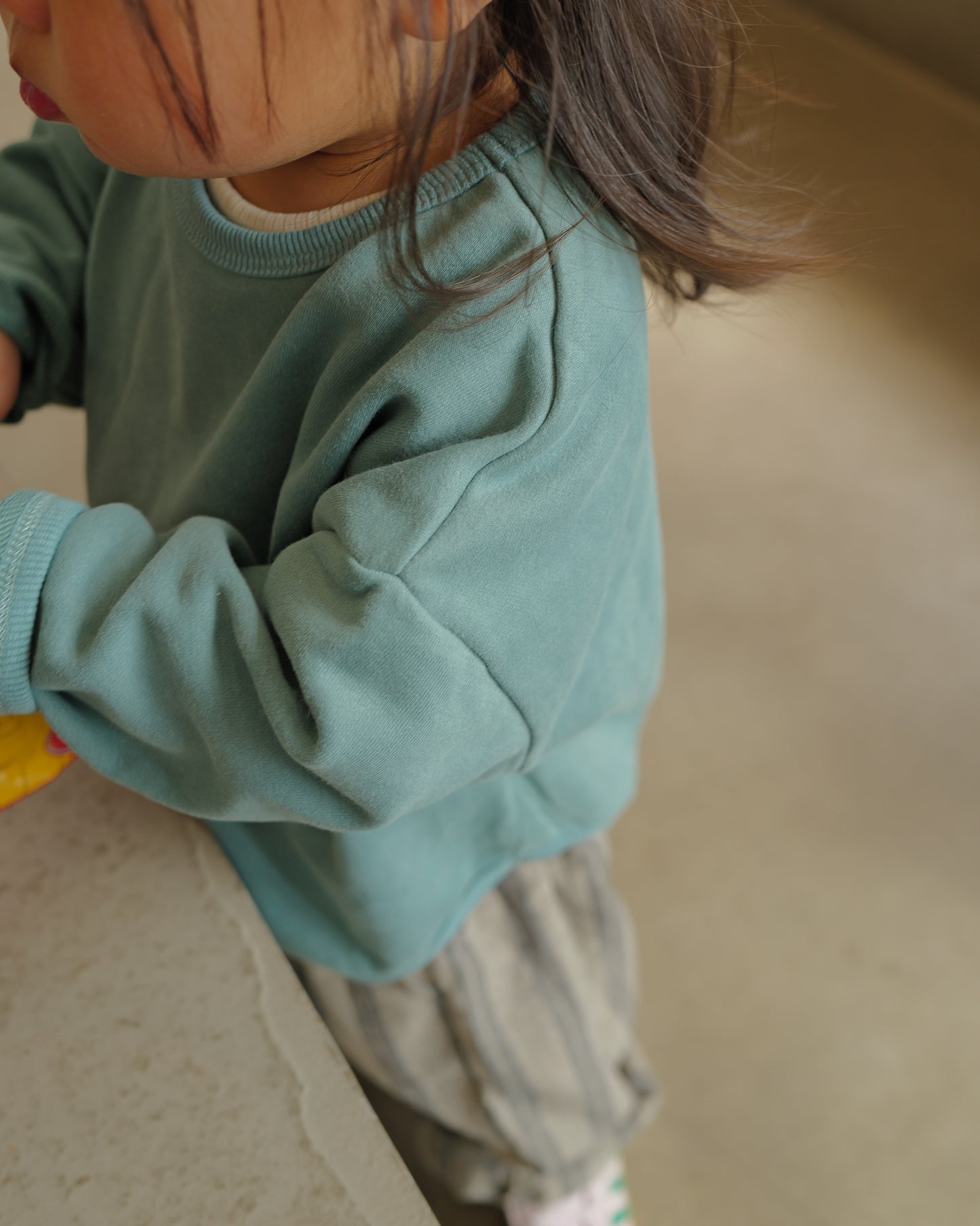 perfect crewneck sweater teal on girl