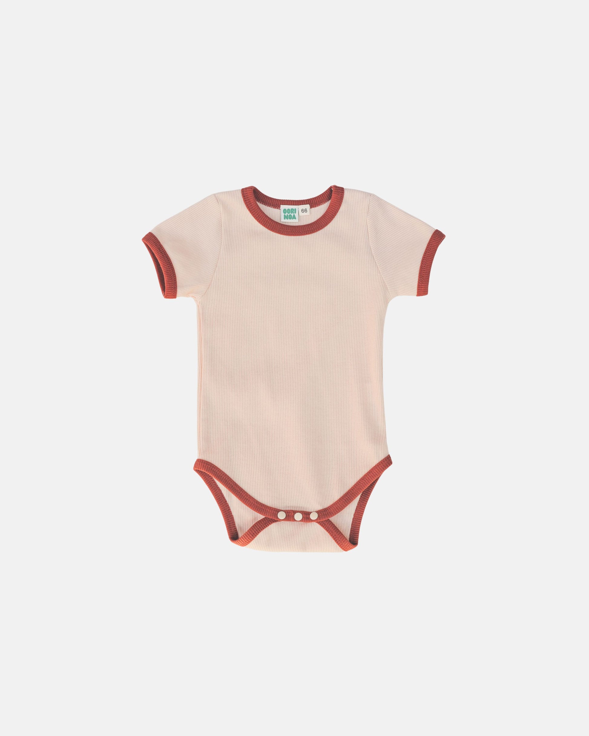 ribbed short-sleeve onesie beige