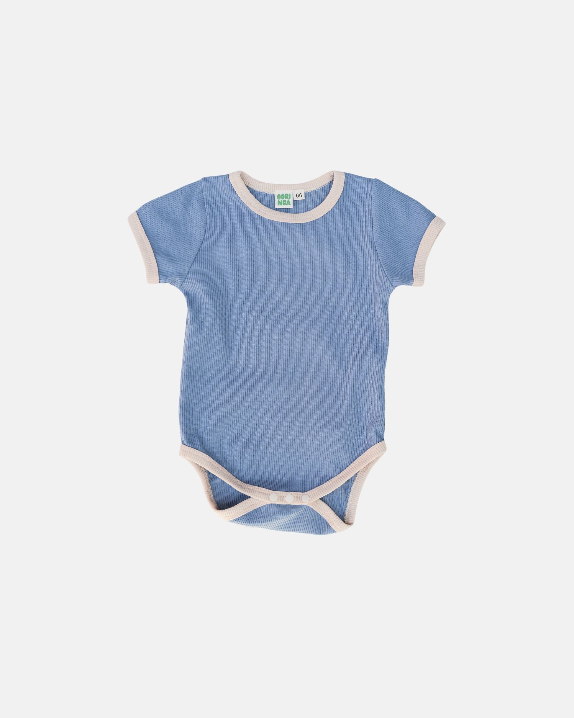 ribbed short-sleeve onesie blue