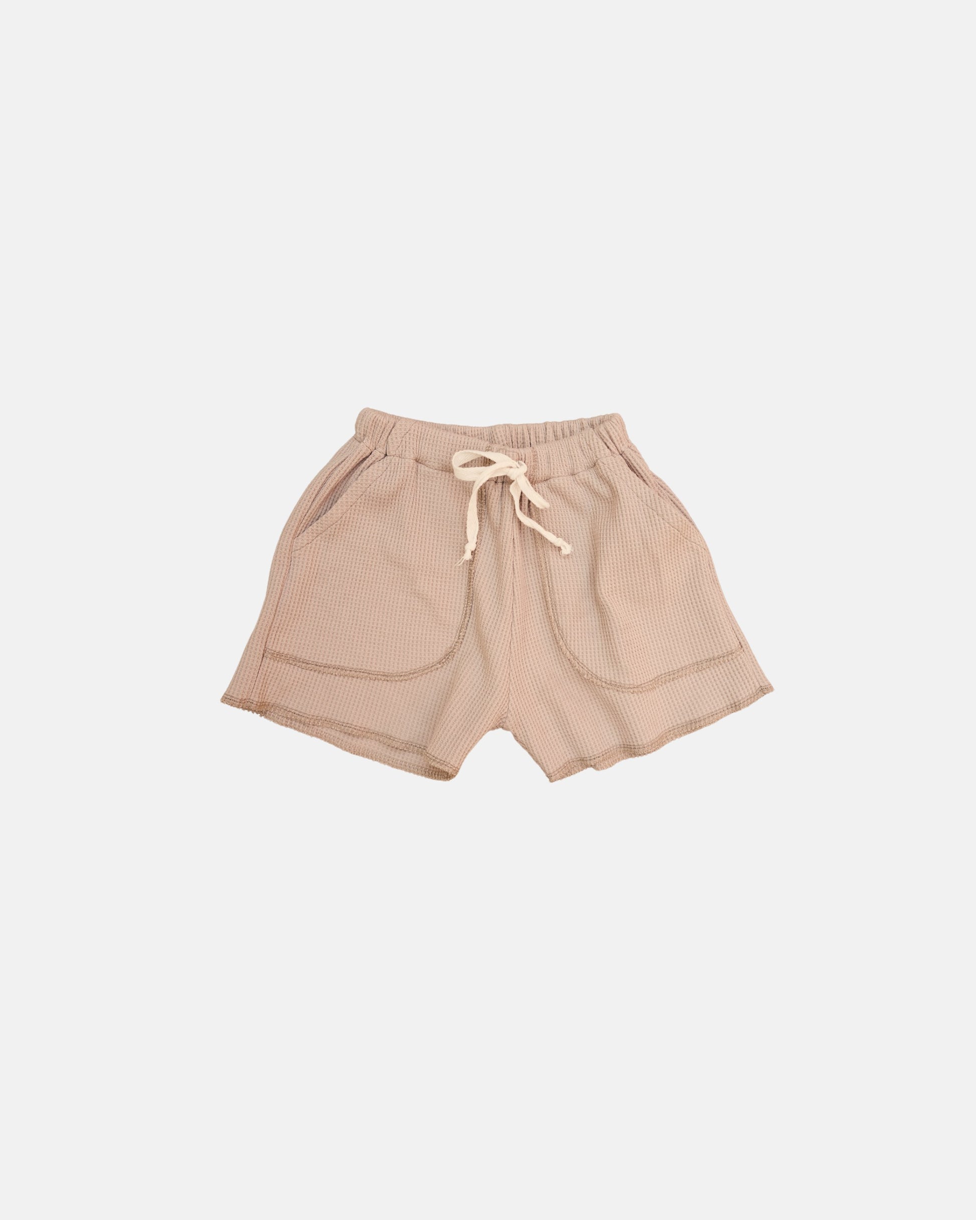 waffled overlock shorts brown