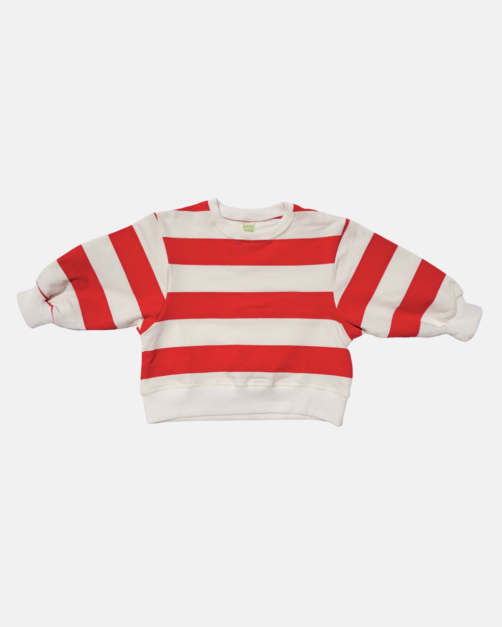 Striped Boxy Crew Sweatshirt (Red)