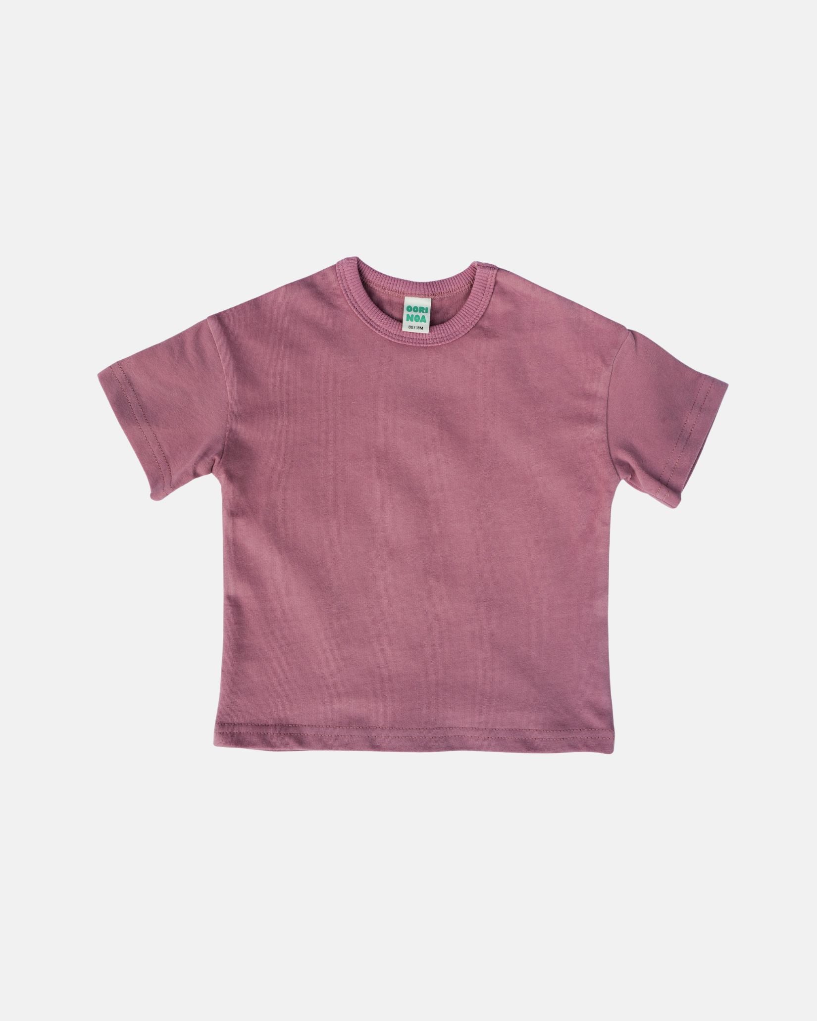 Heavyweight Cotton Tee — Ribbed Collar (Eggplant)