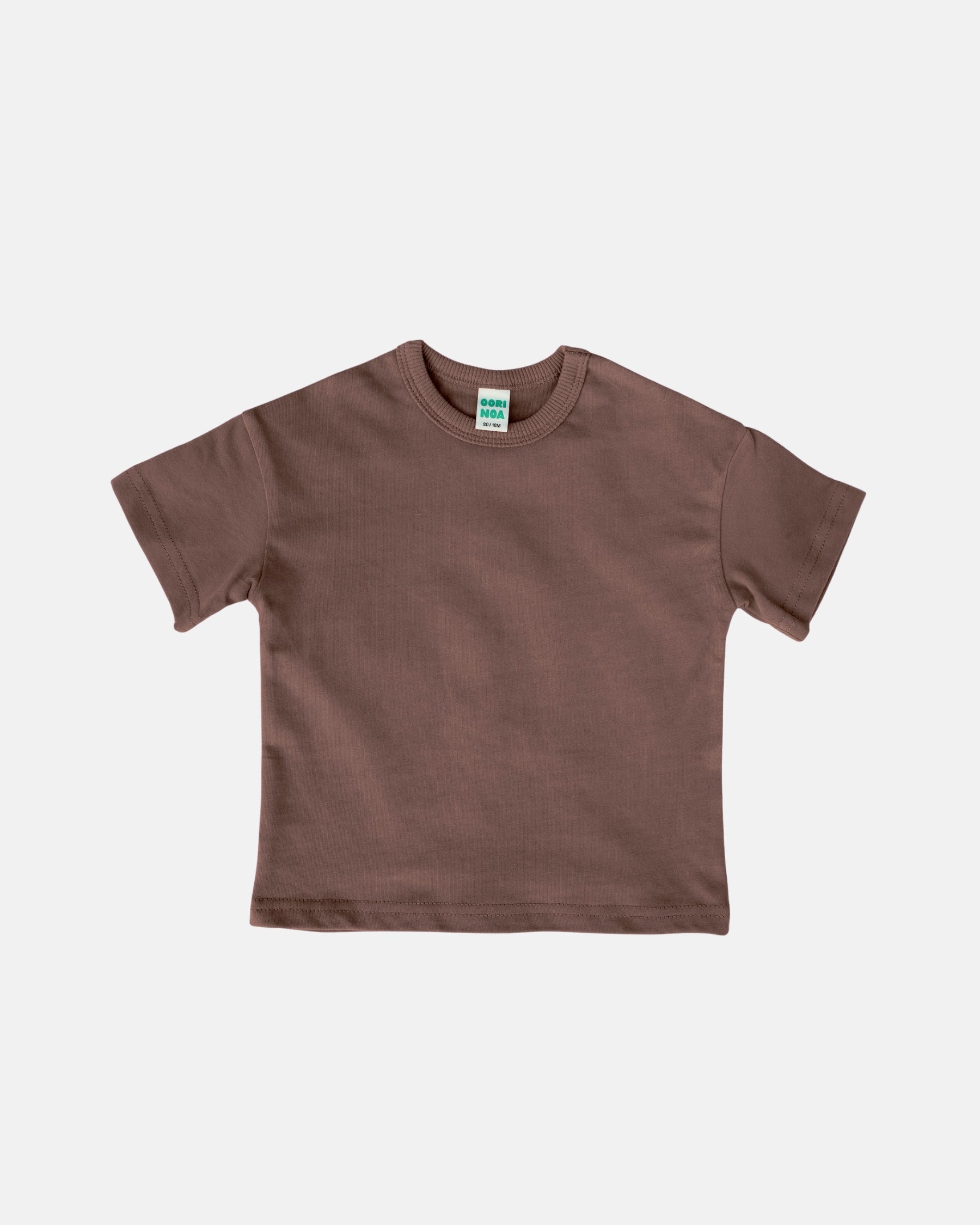 Heavyweight Cotton Tee — Ribbed Collar (Espresso)