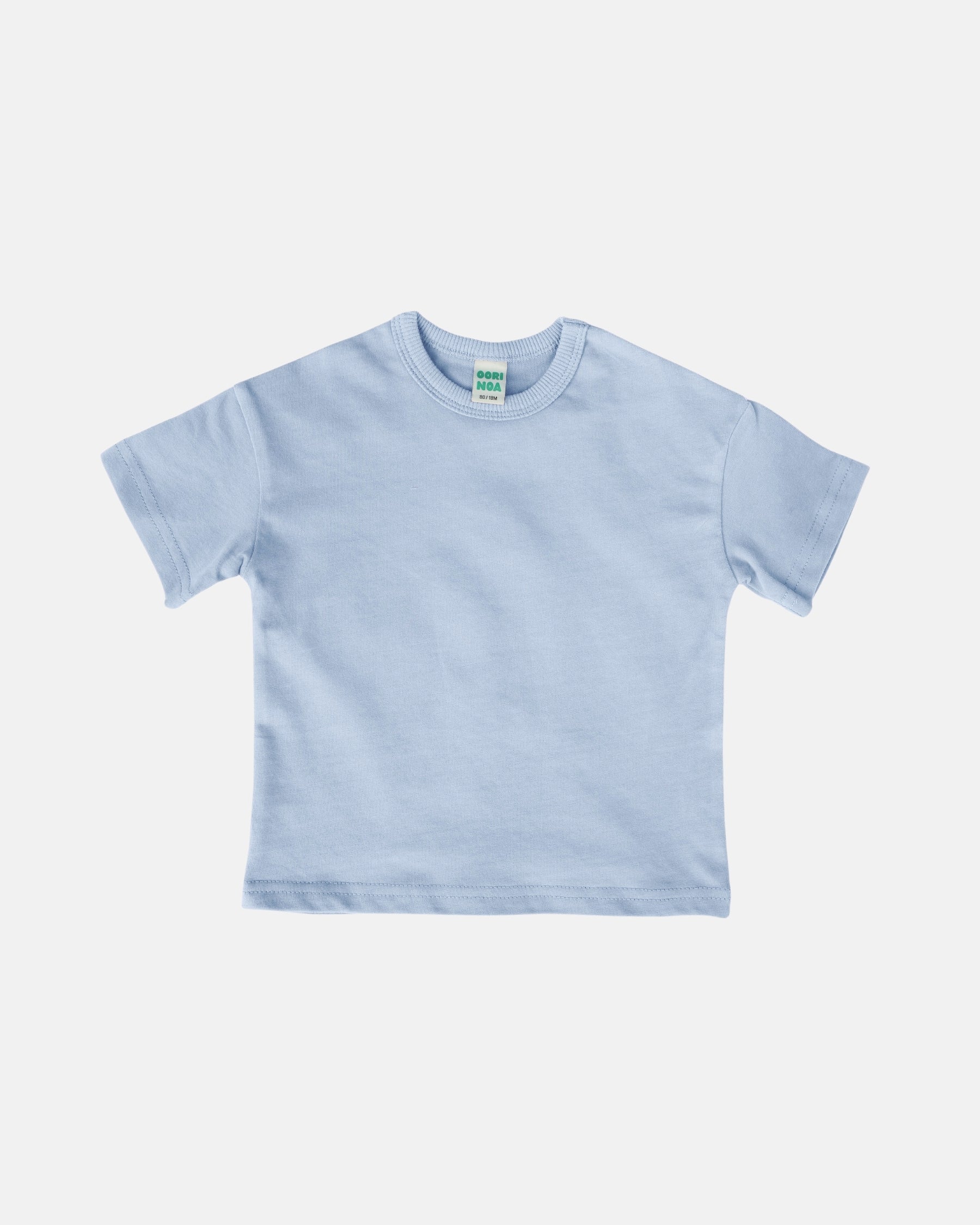 Heavyweight Cotton Tee — Ribbed Collar (Blue)
