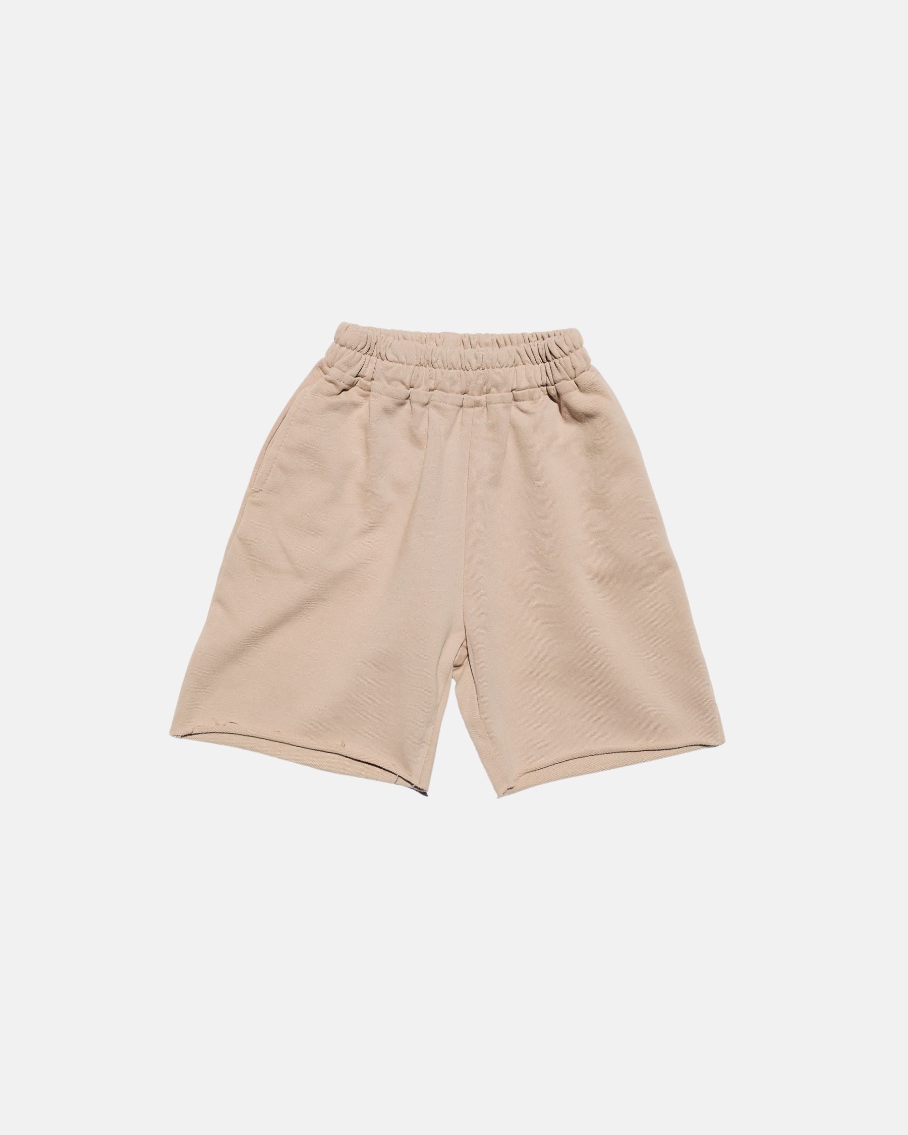 Raw Hem Sweat Shorts (Beige)