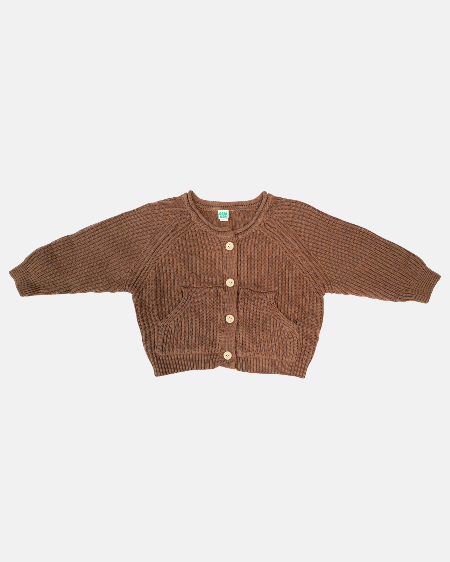 Knit Button-Up Cardigan (Brown)