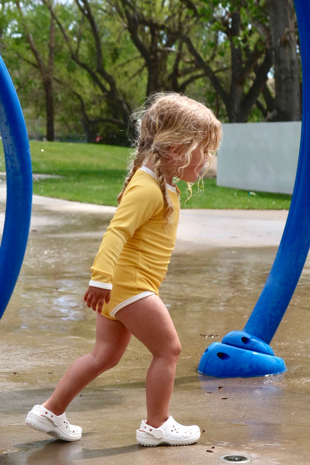 Ribbed Long-Sleeve Baby & Kids Swimsuit (Punch)