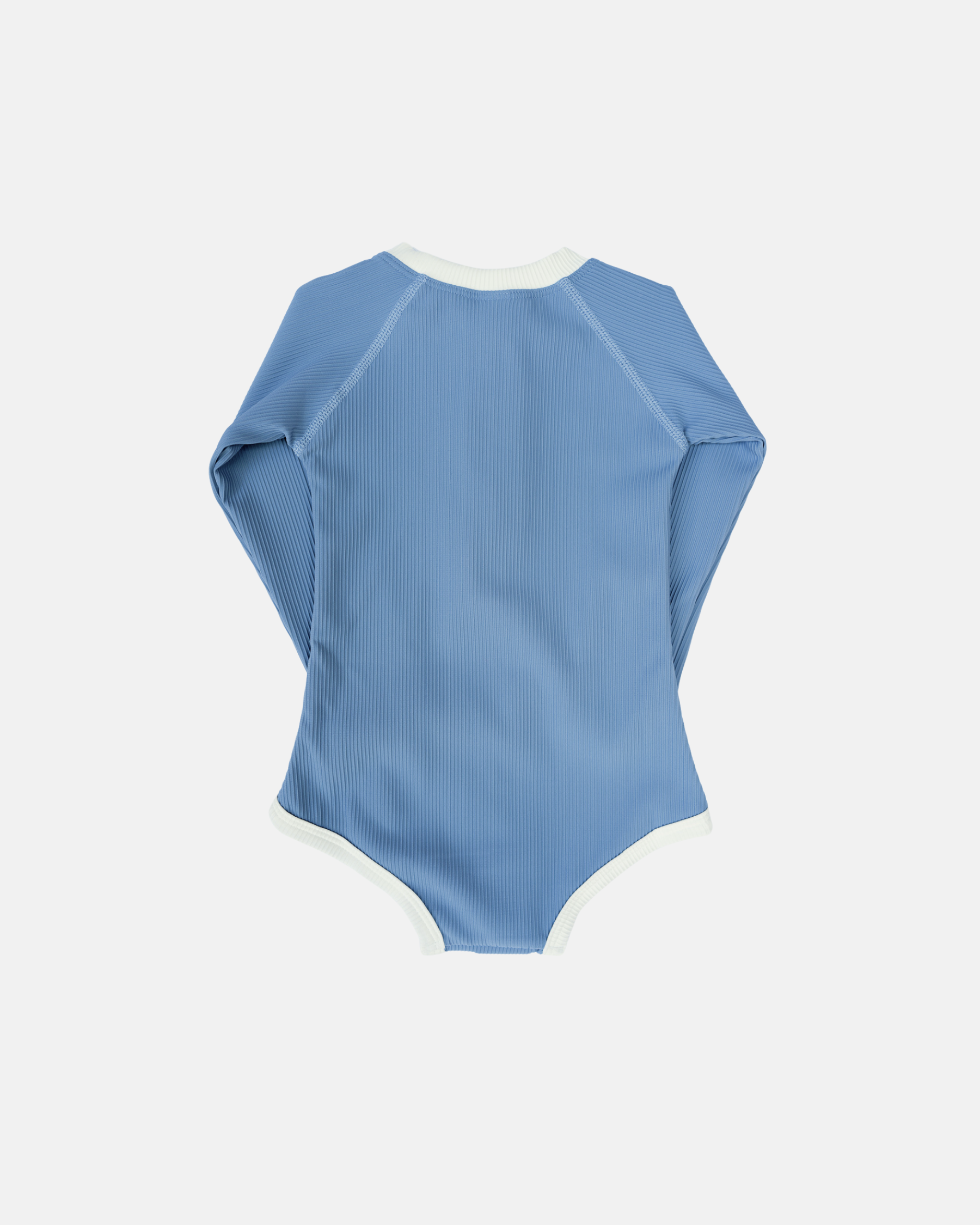 Ribbed Long-Sleeve Baby & Kids Swimsuit (Blue)