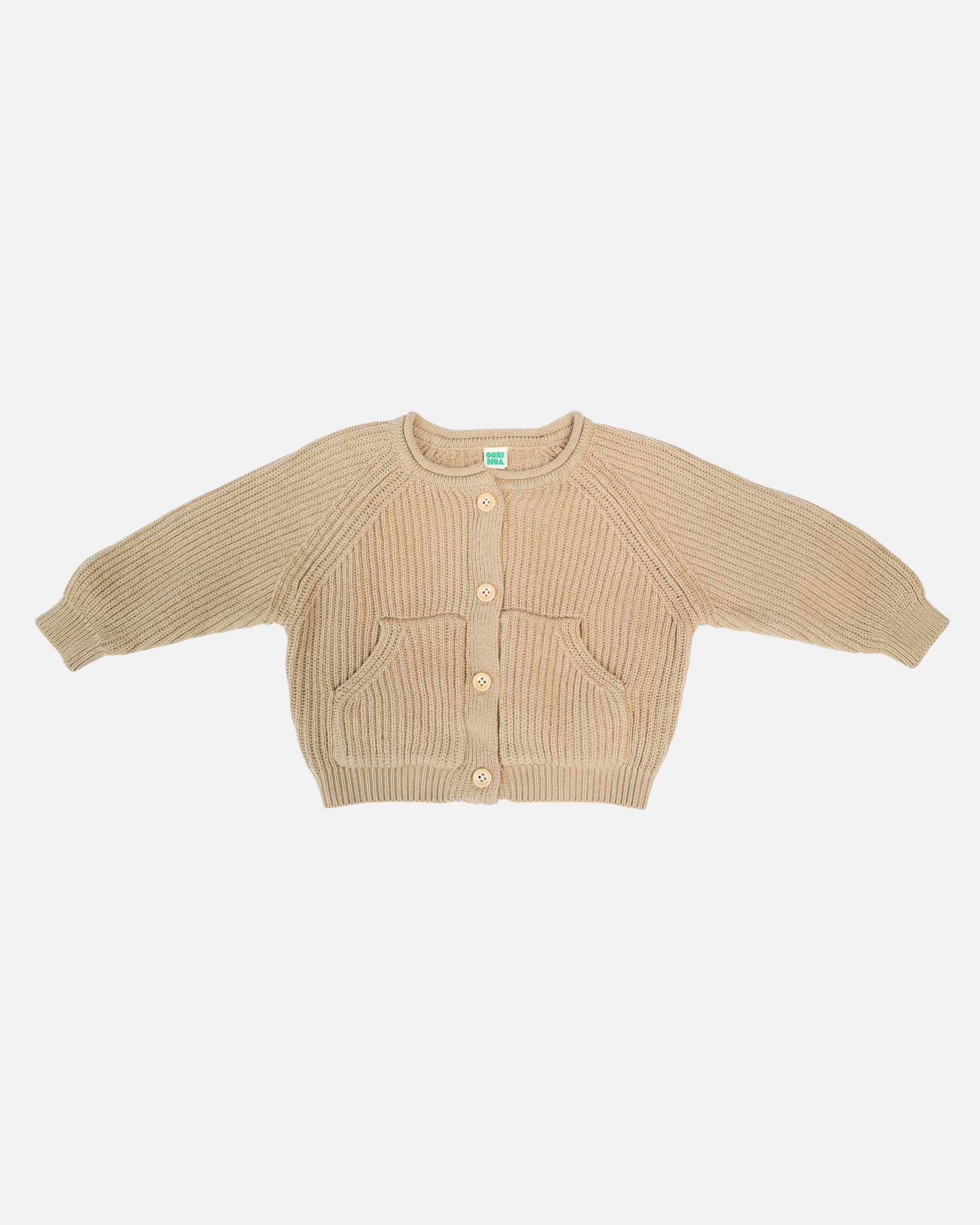 Knit Button-Up Cardigan (Beige)