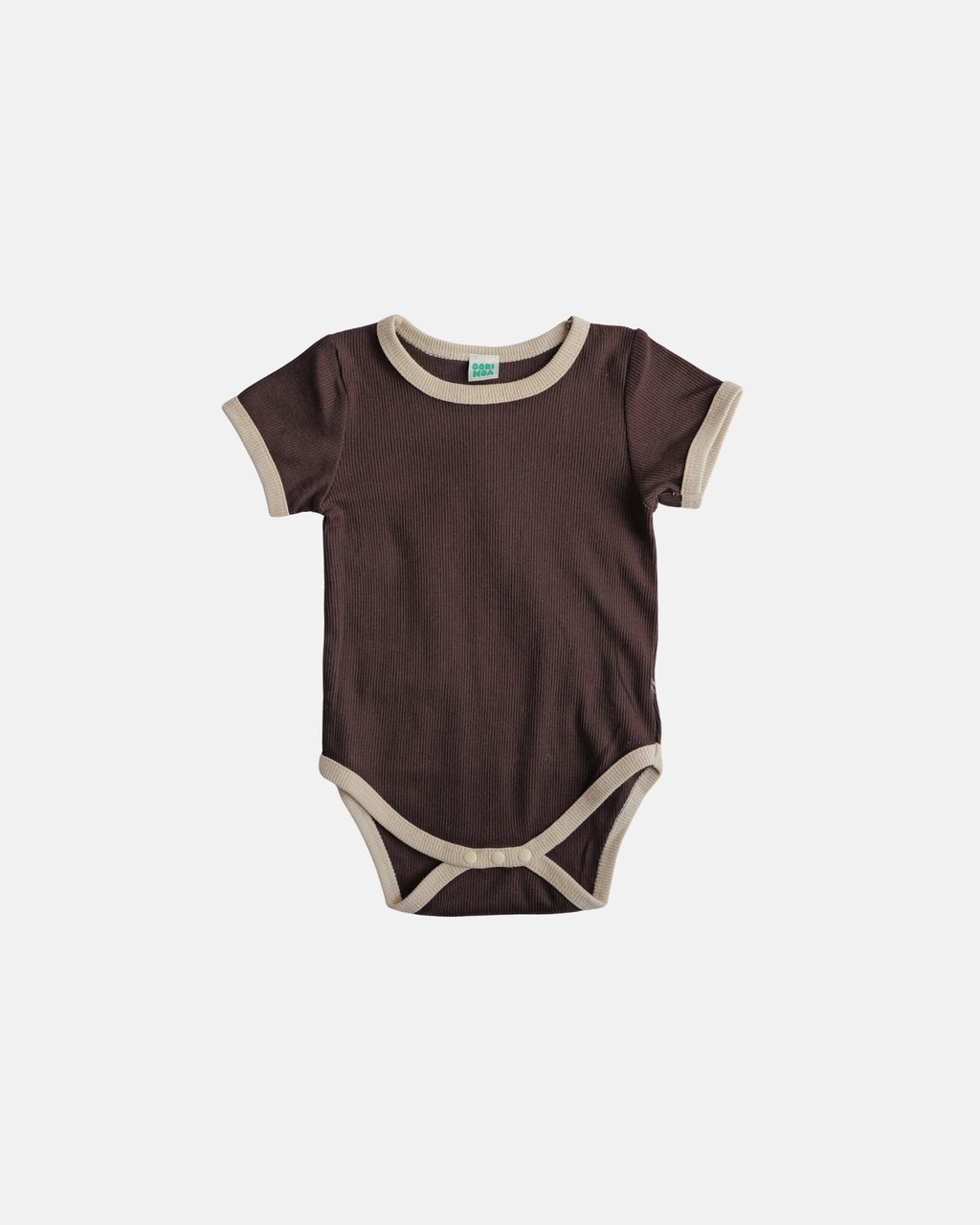 Ribbed Short-Sleeve Onesie (Brown)