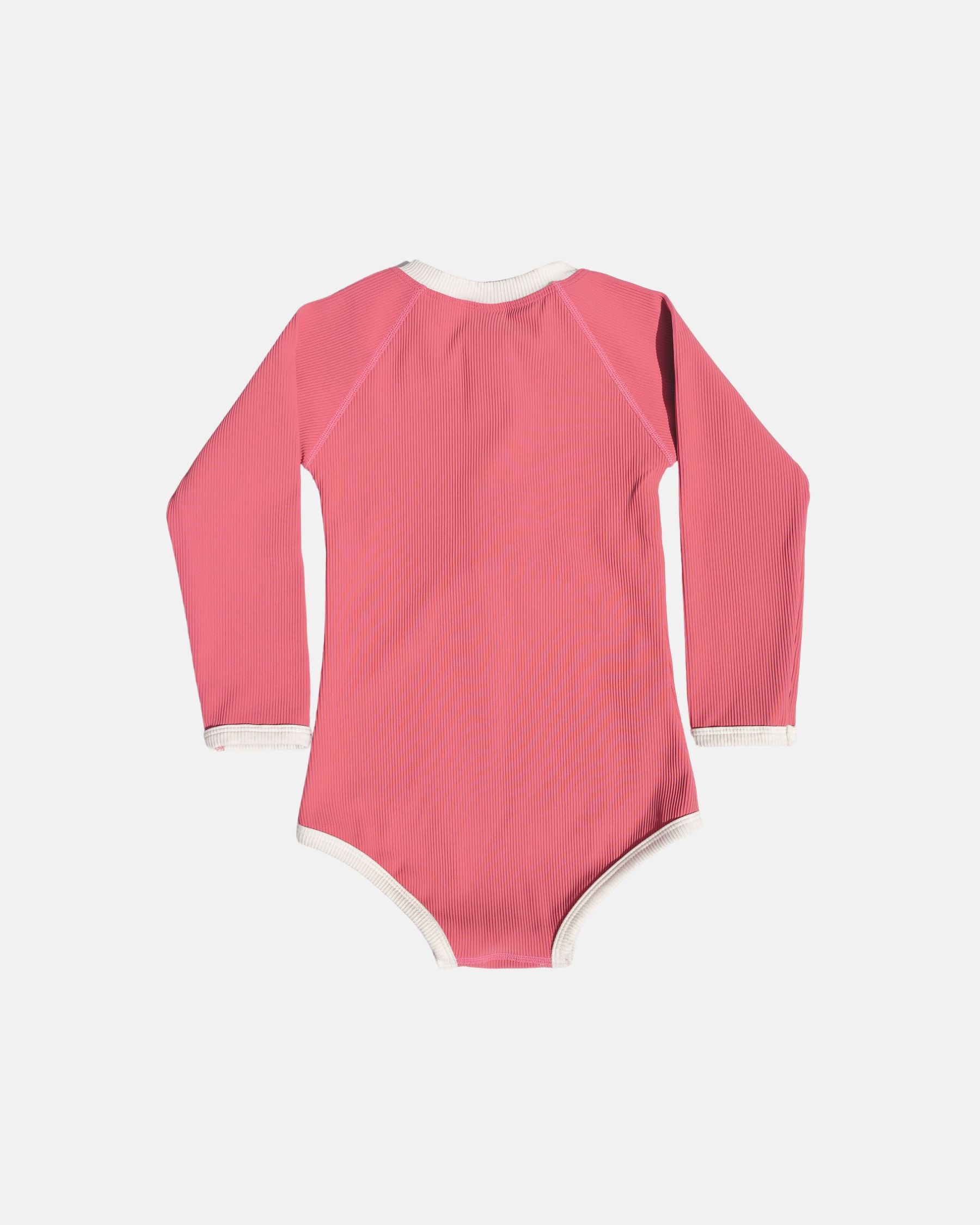 Ribbed Long-Sleeve Baby & Kids Swimsuit (Punch)