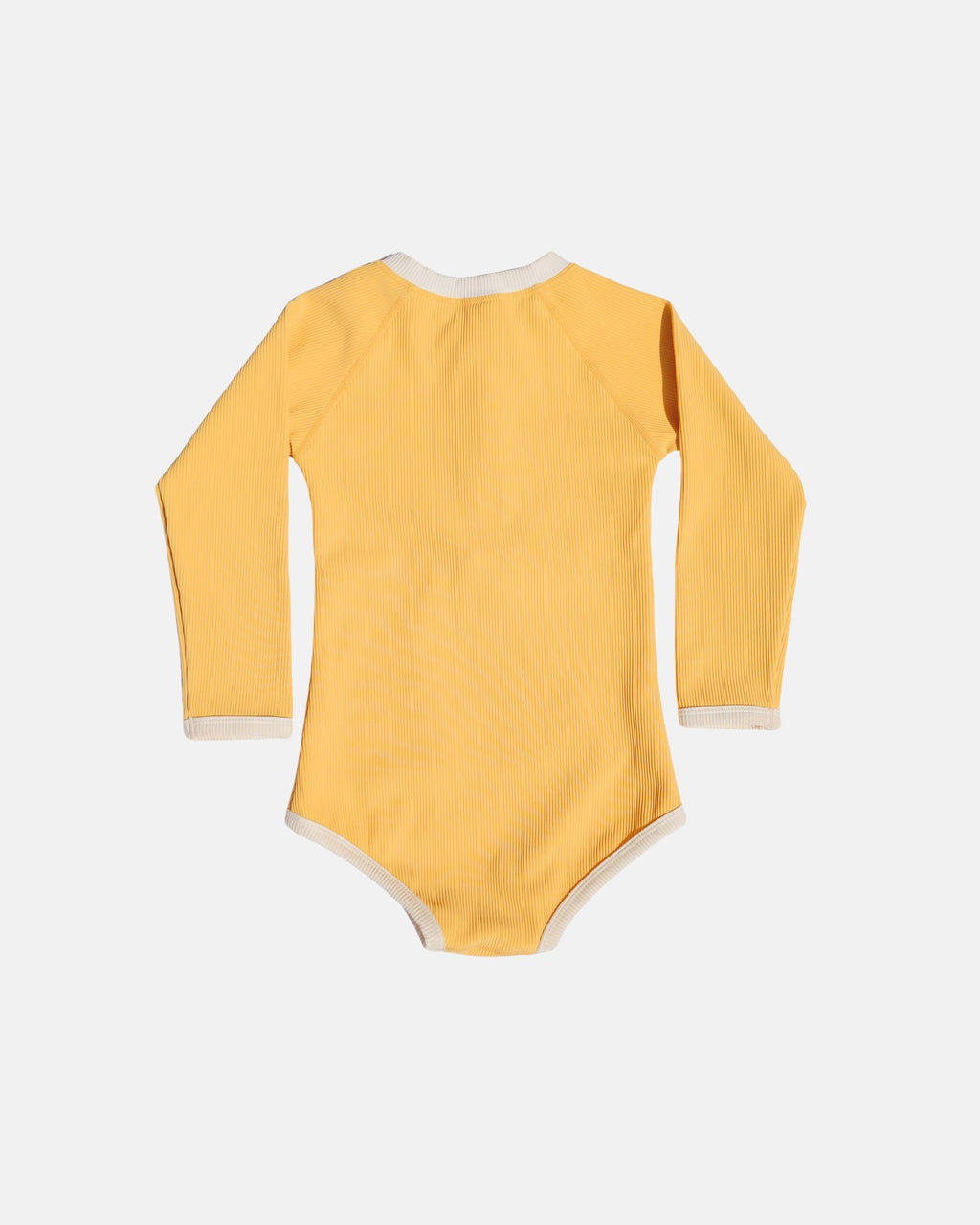 Ribbed Long-Sleeve Baby & Kids Swimsuit (Yellow)