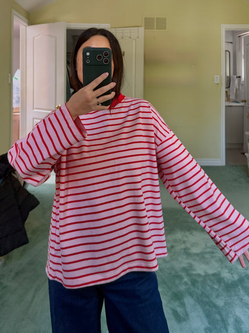 Adult Boxy Long Sleeve (Cherry)