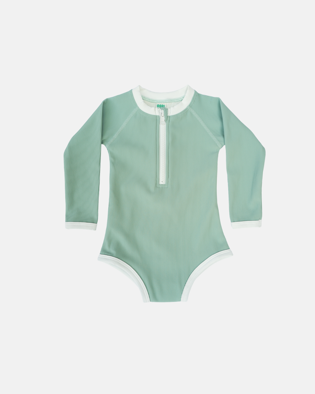 Ribbed Long-Sleeve Baby & Kids Swimsuit (Pistachio)