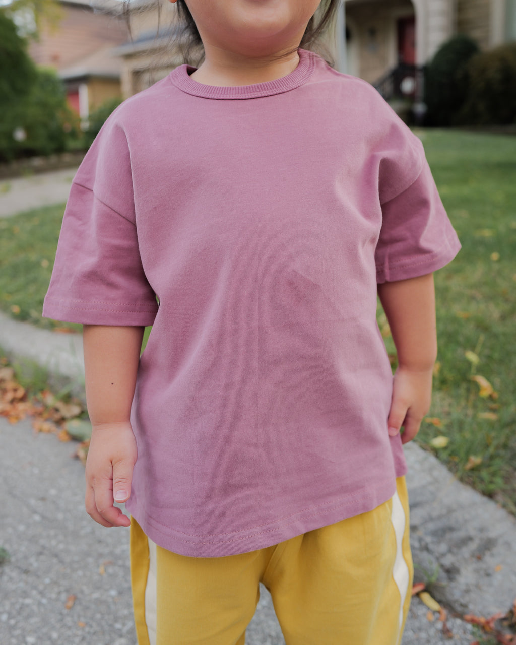 Heavyweight Cotton Tee — Ribbed Collar (Eggplant)