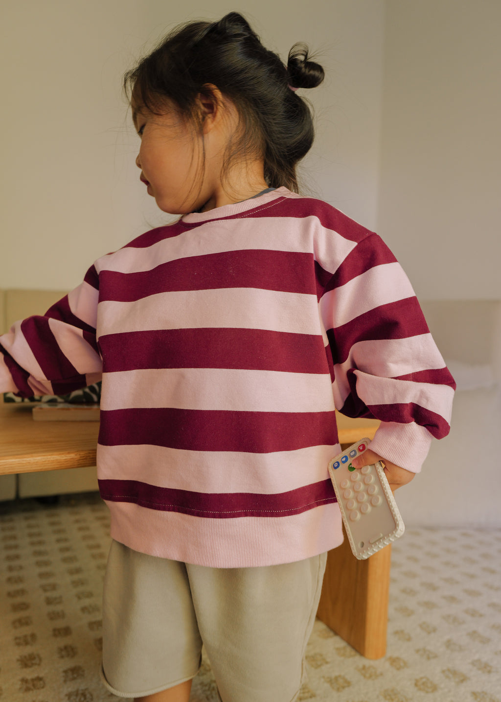 Striped Boxy Crew Sweatshirt (Fig)