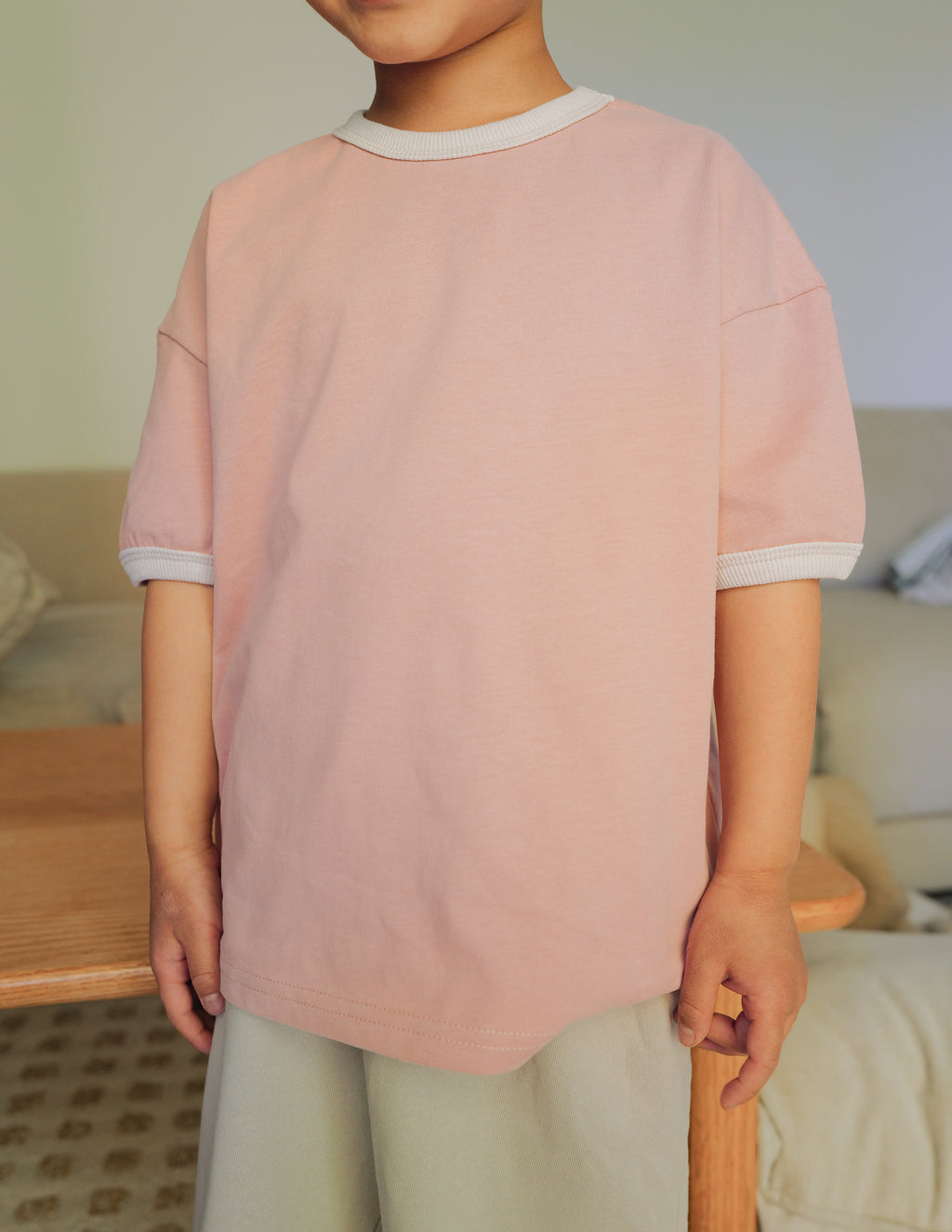 Contrast Cotton Tee (Clay Rose)
