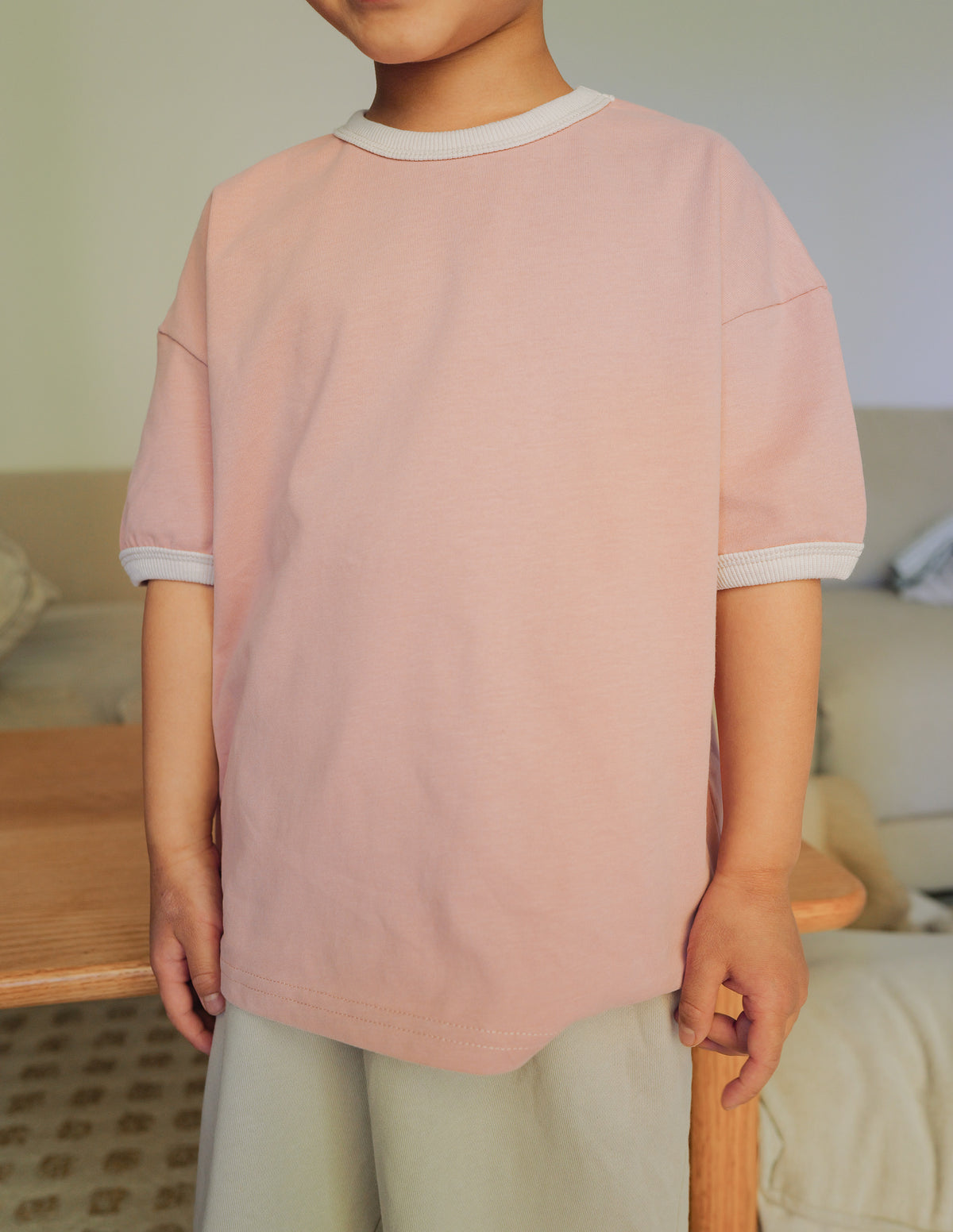 Contrast Cotton Tee (Clay Rose)