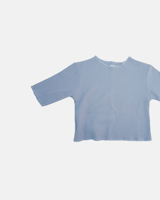 Waffled Overlock Shirt Light Blue