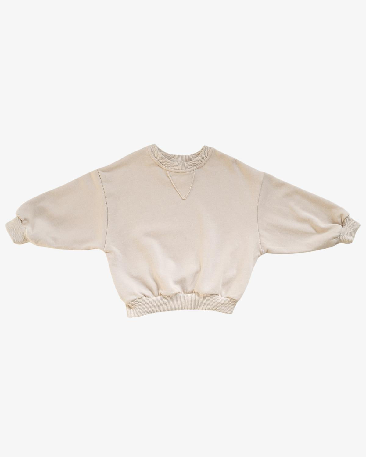 product photo of oori noa's baggy crew sweatshirt in beige