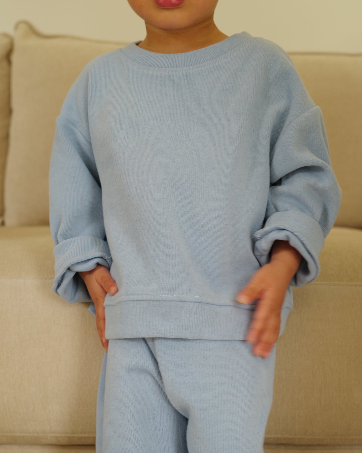 boy in everyday ribbed sweater blue