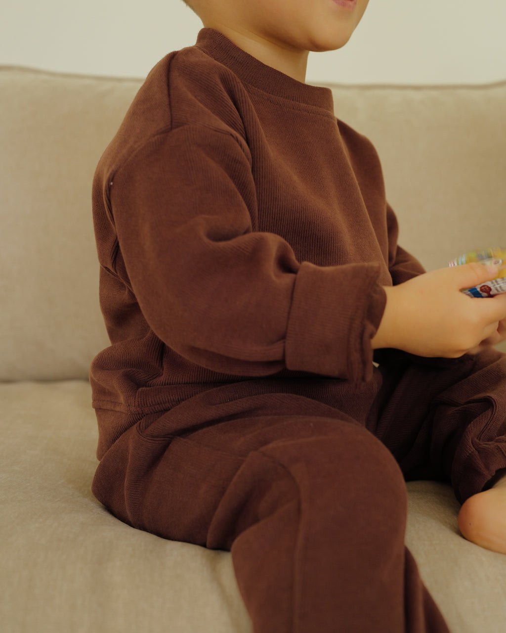 boy in everyday ribbed sweater brown