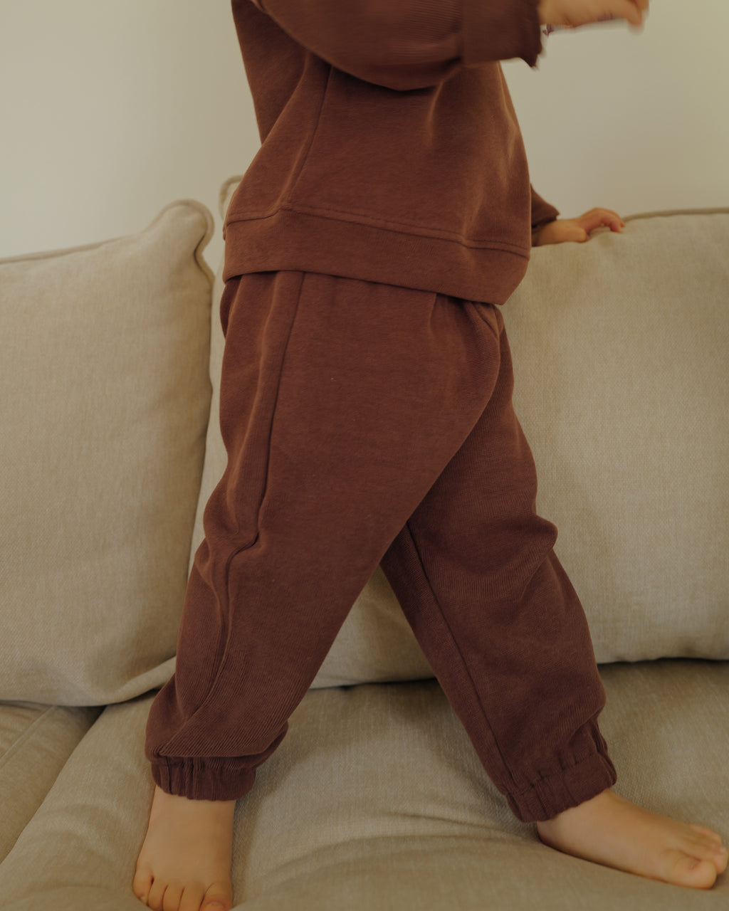 boy in everyday ribbed sweatpants brown