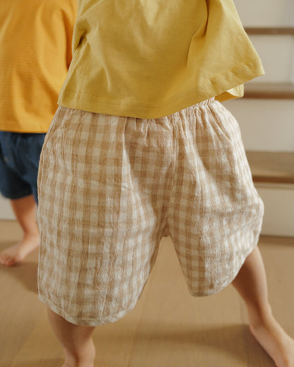 boy wearing linen shorts