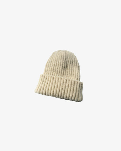 cream knit winter beanie