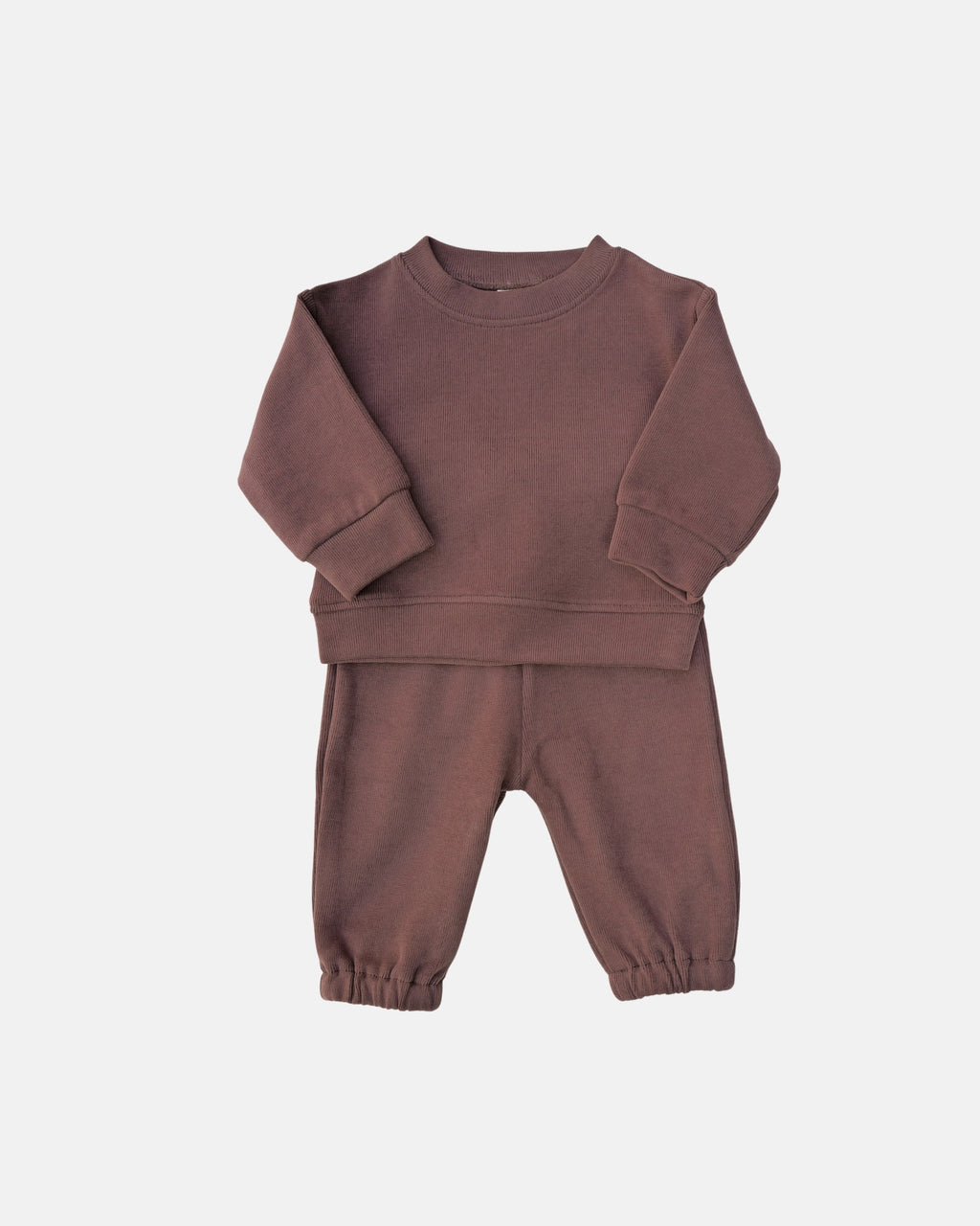 everyday ribbed sweat set brown