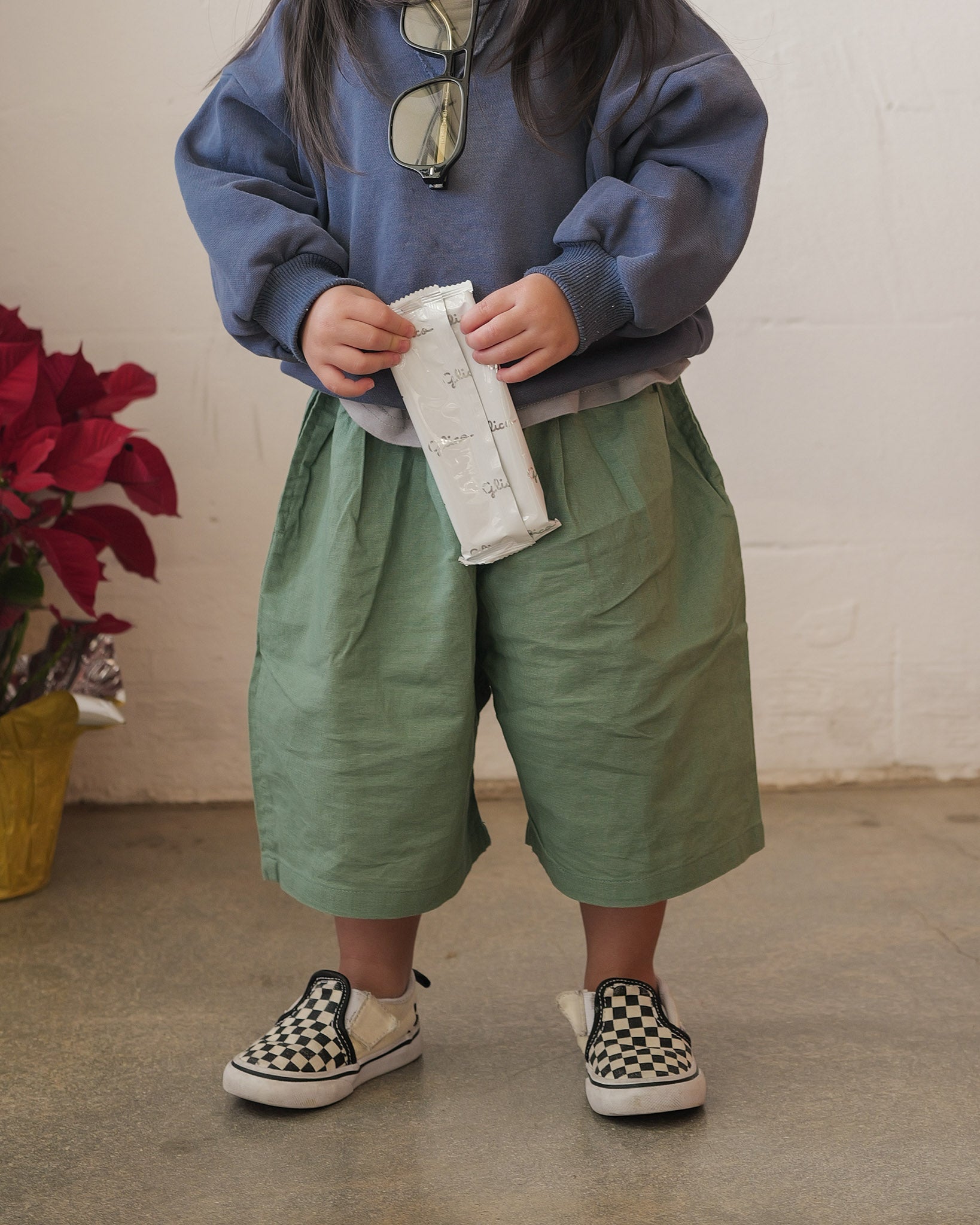 Linen Bermuda Shorts (Green)