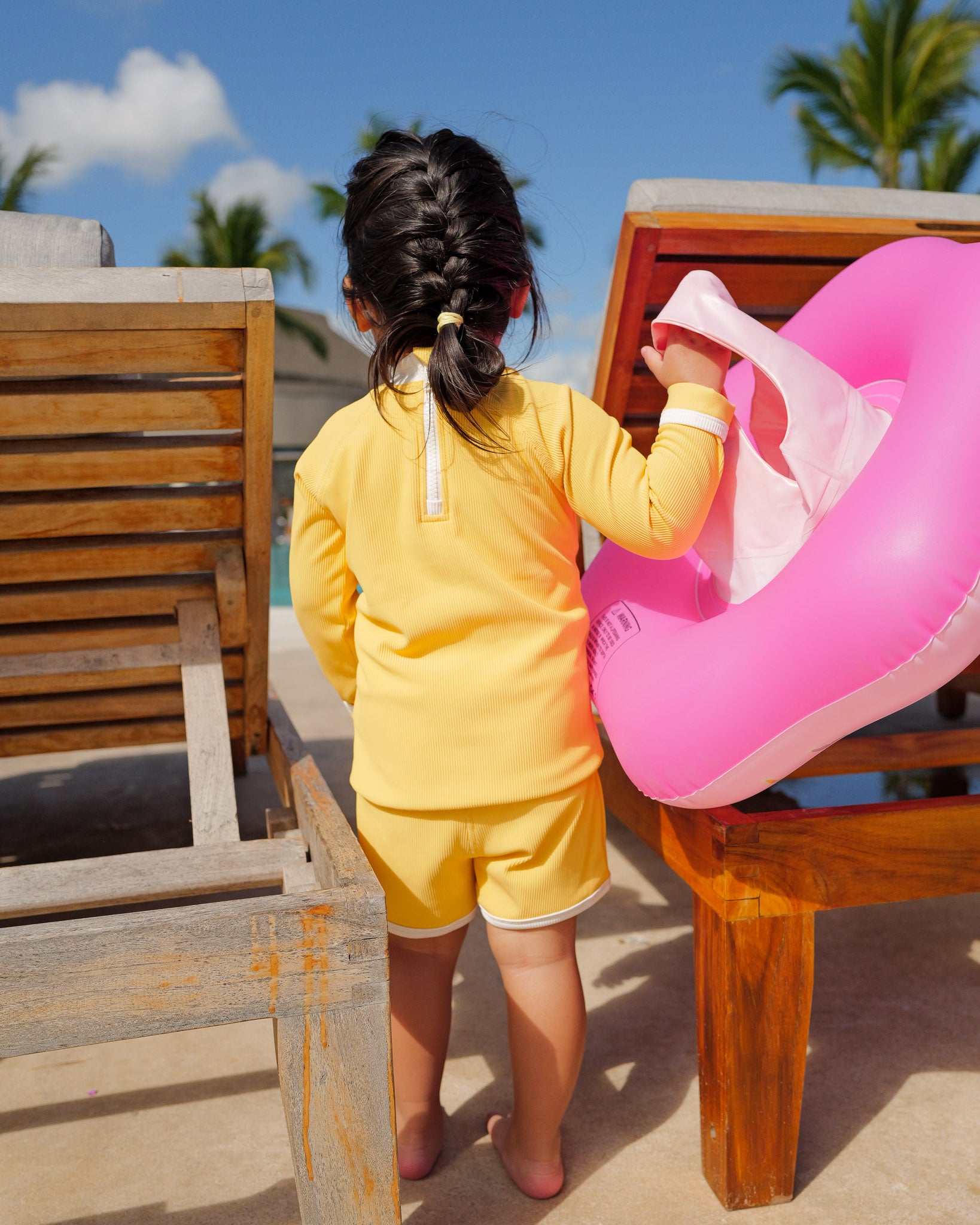 Long-Sleeve Rashguard + Shorts Swim Set (Yellow)