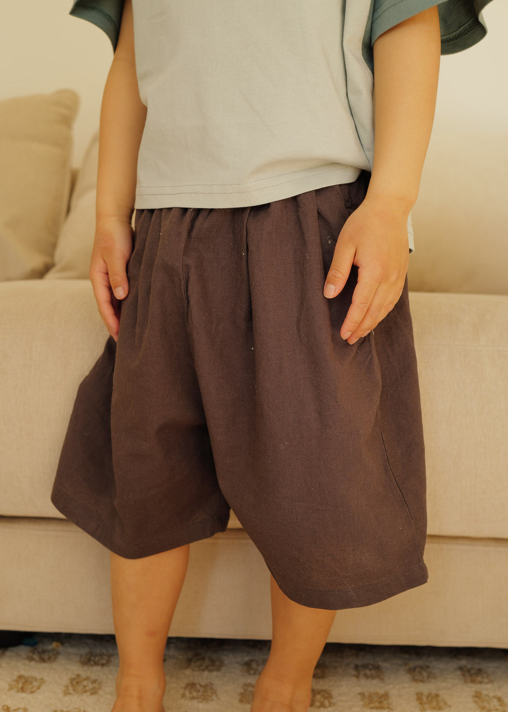 Linen Bermuda Shorts (Grey)