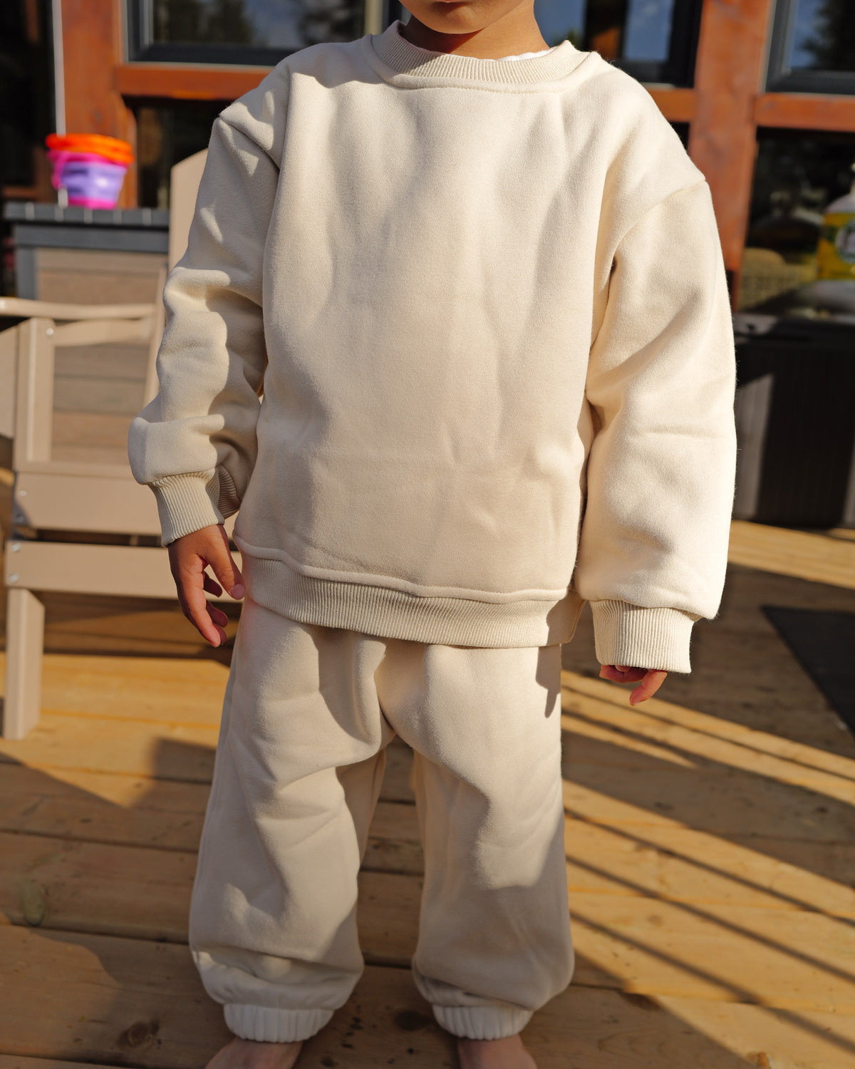 Fleece Sweater Sweatpant Set (Beige)