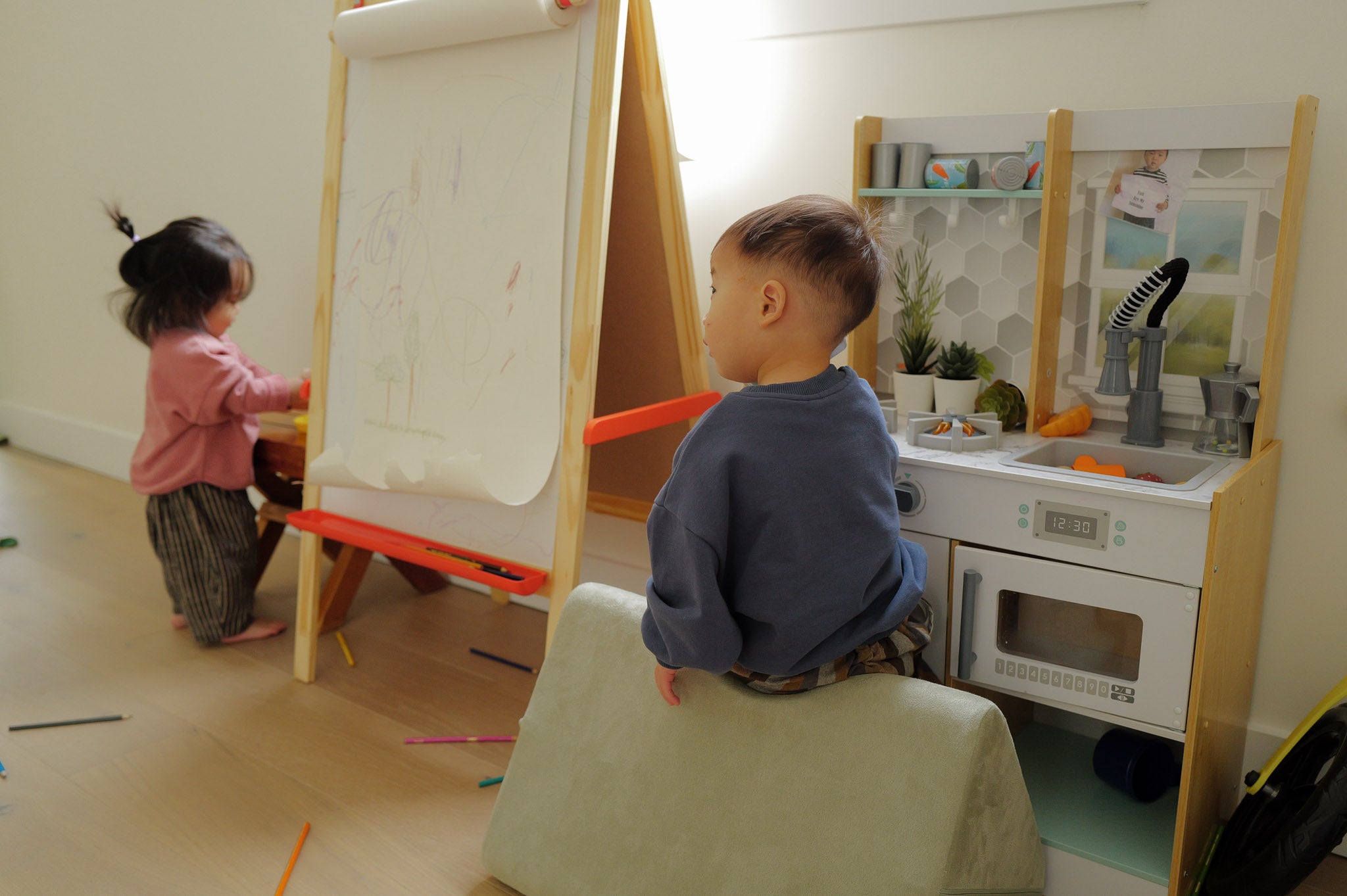 toddlers playing at home