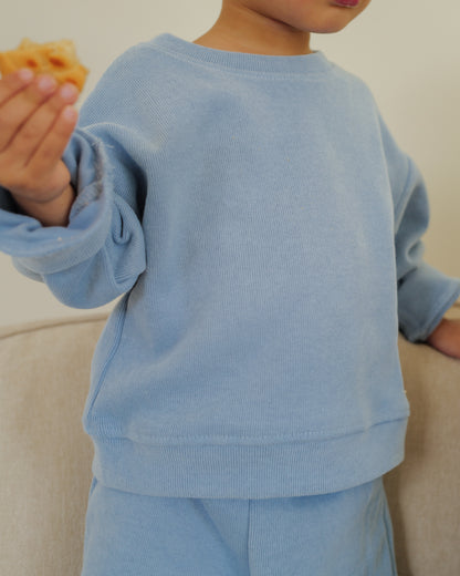 toddler in everyday ribbed sweater blue