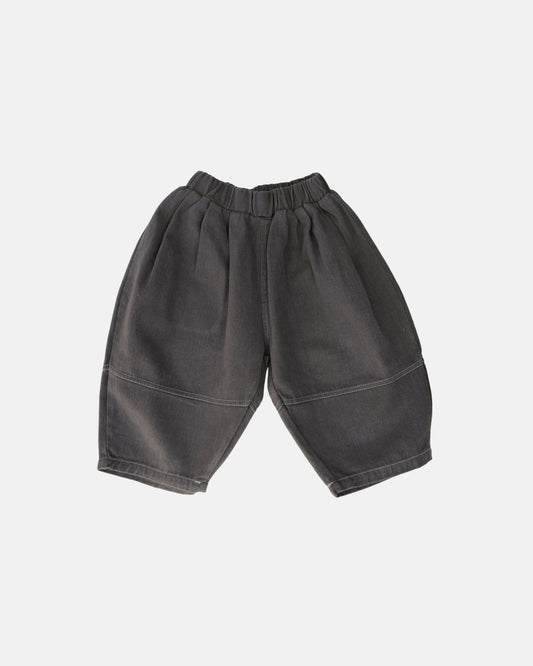 twill barrel pants front grey